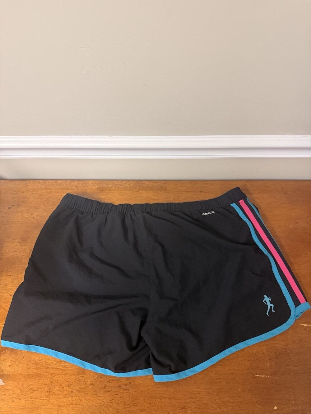 Adidas Climalite Womens Marathon 10 Lined Running Shorts Black Teal Pink SIZE L